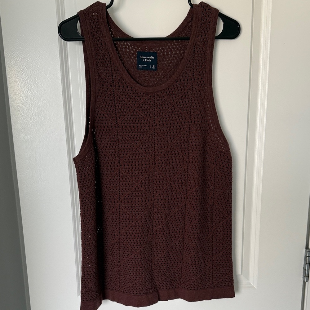 Brown Crochet Tank Top Mens